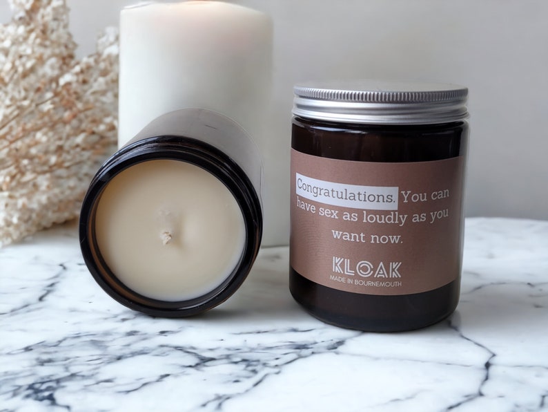 Congratulations! You can have sex as loudly as you want now candle